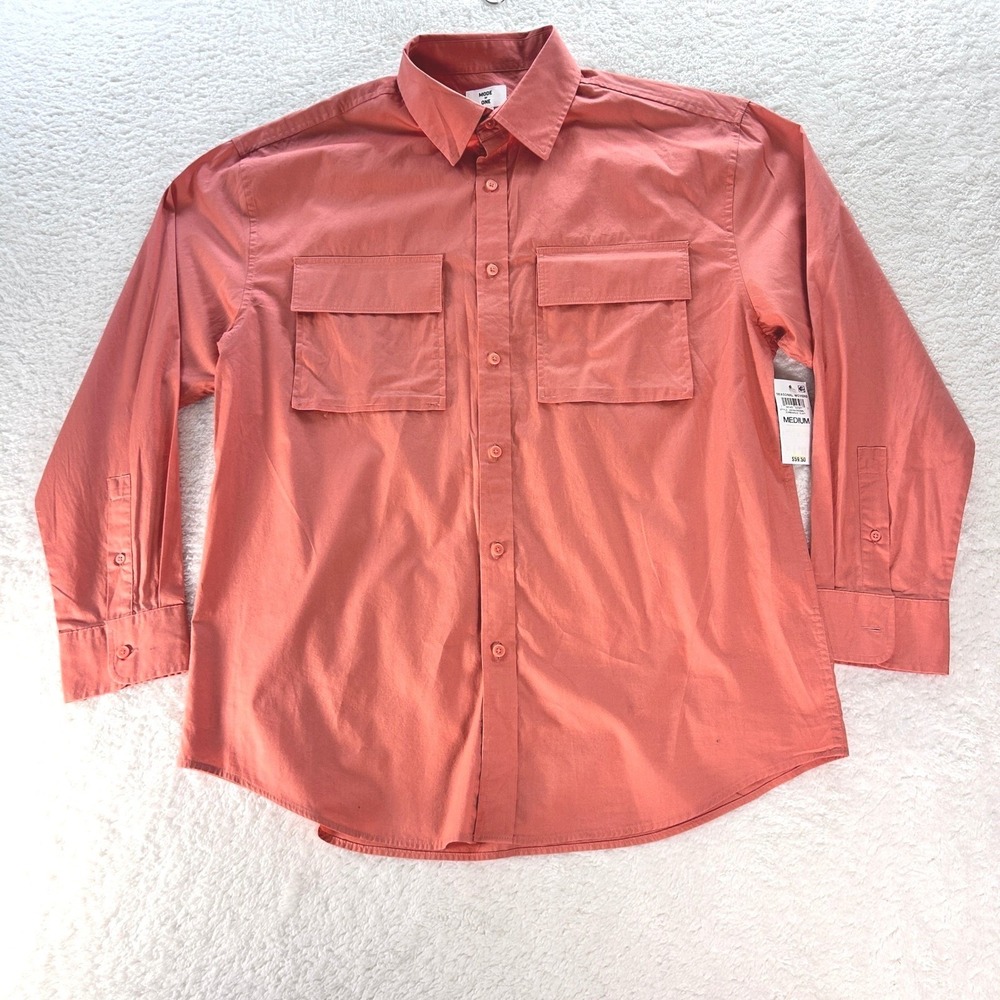 Mode of One Shirt Men's Medium Sunbaked Clay Cotton Stretch Utility Button Down